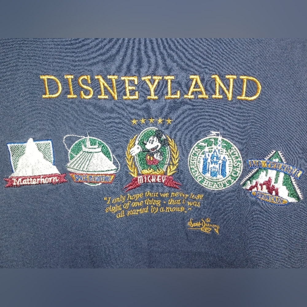 Vintage 2000s 'Mickey Inc' Disneyland Embroided T-Shirt (Navy Blue) Size: Medium